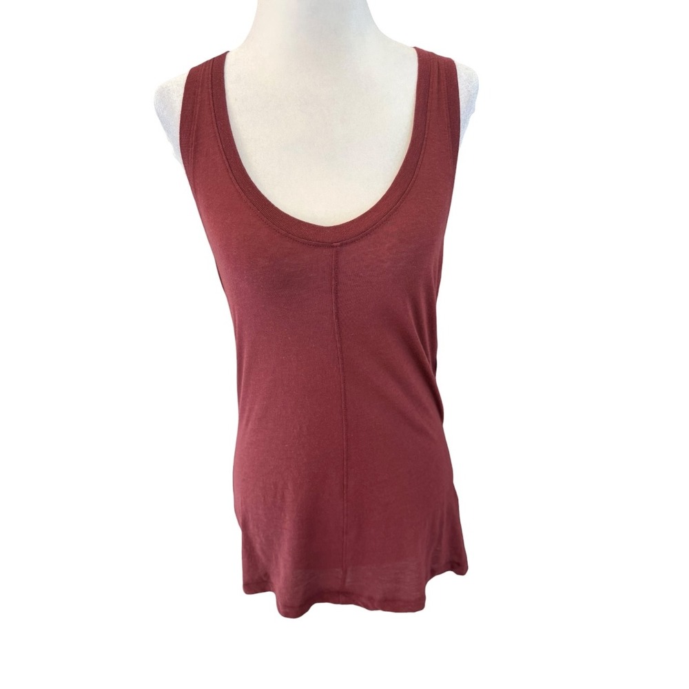 AG Adriano Goldschmied Cotton Cashmere Scoop Neck Tank Top Wine Red Small NEW